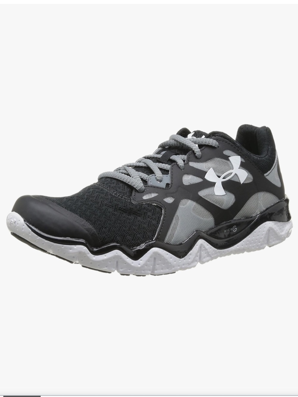 Under Armour Mens Micro G Monza Running Shoe Black/Gravel/White Size 9.5